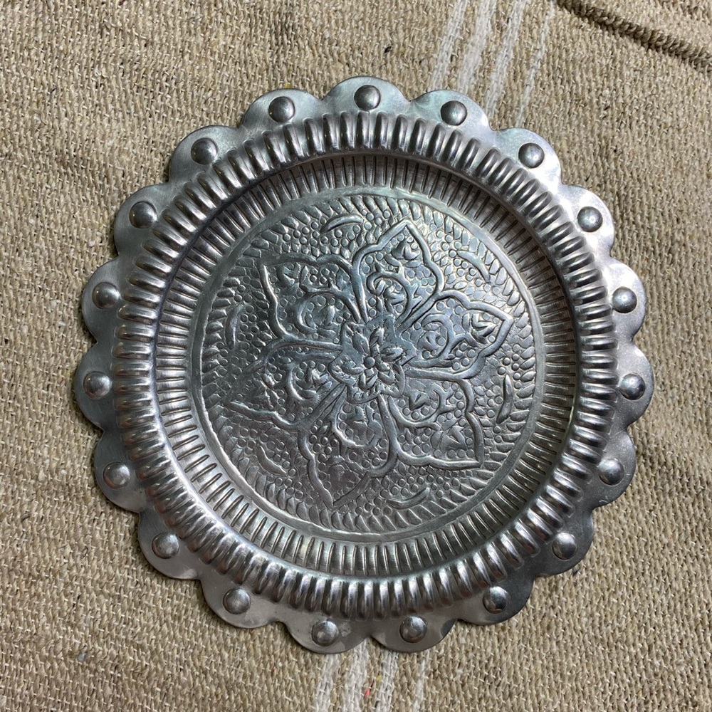 Boho Silver Decorated Tray